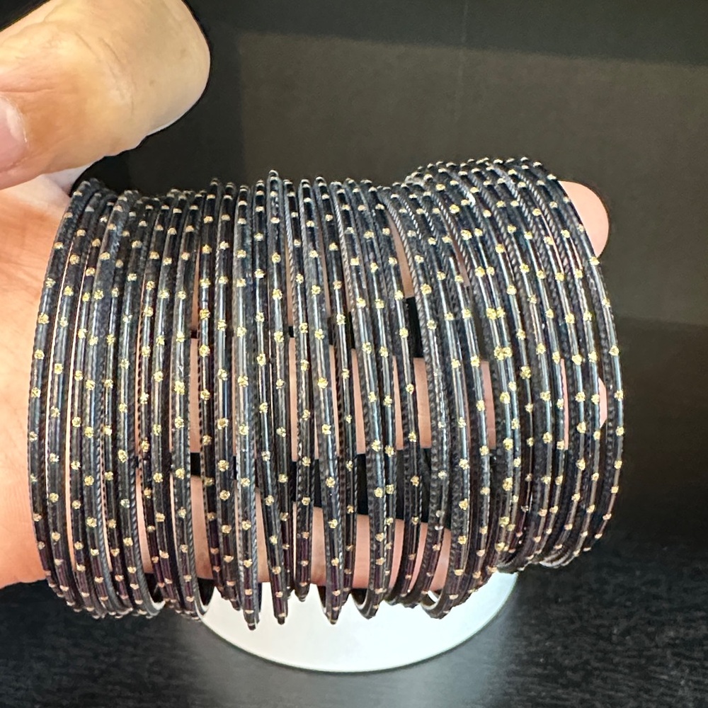Elegant Black and Gold Bangle Set